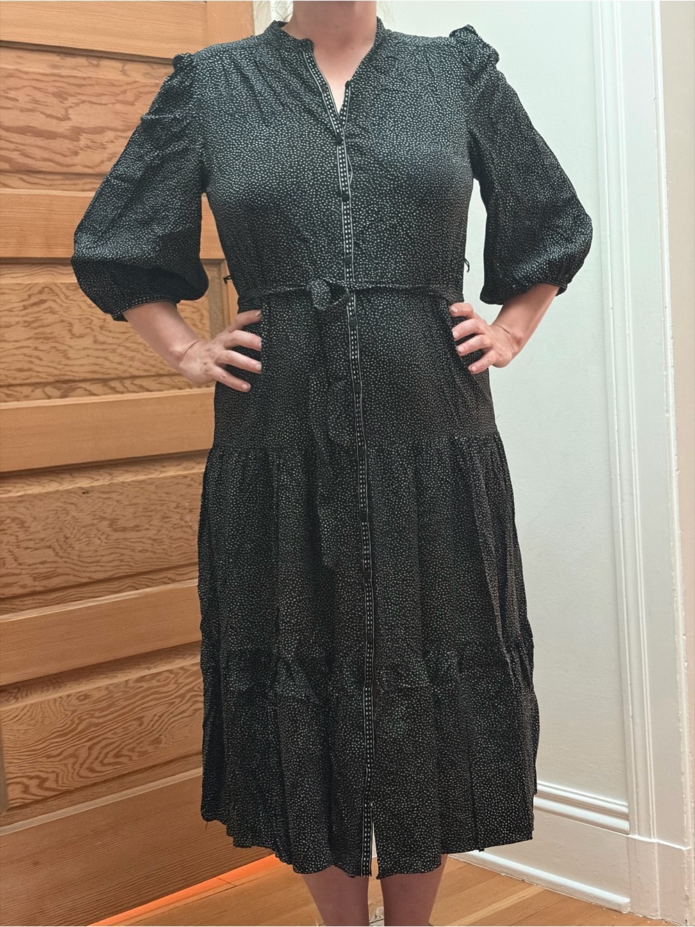 Max Studio Black Polka Dot dress, never worn size L